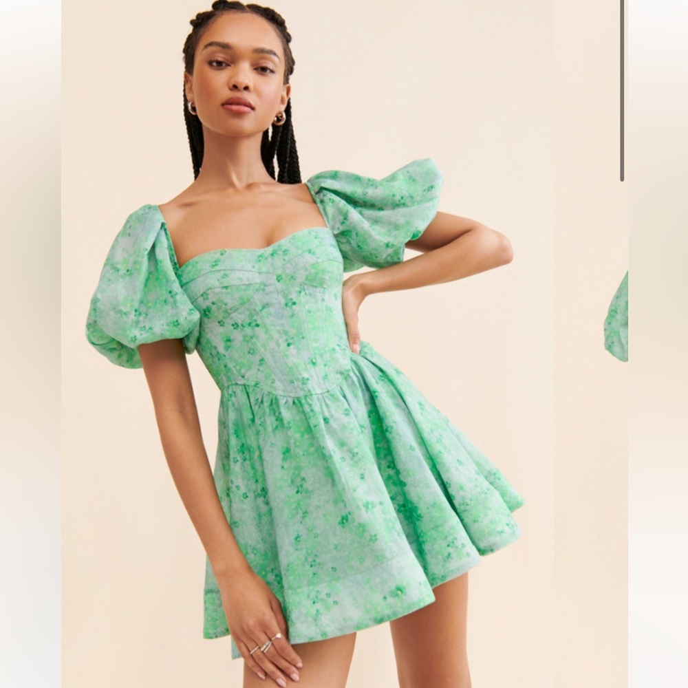 Bardot corset mini dress. Green. S